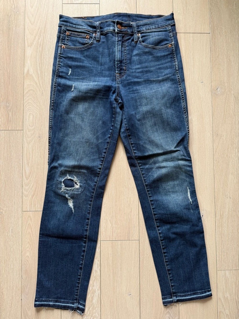 J. Crew High Rise Distressed Slim Fit Jeans - Dark Blue Women’s Size 28